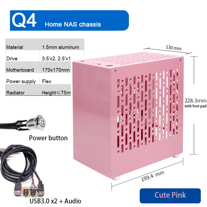 Retro Gaming Pc Case - アーサイリッド-ミニitxコンピューターケース、cpuラジエーターフレックス、q4、ホームナ、アルミニウムシャーシ、3.5 '、x2、2.5' 、75mm