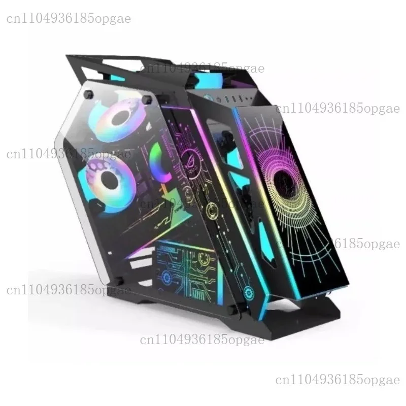 Retro Gaming Pc Case - ハイエンドゲーミングPCケース、内蔵LEDパネルとファン搭載、最適な冷却のための広々としたコンピューターホストケース、組み立てに最適