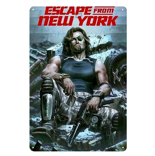 Retro Gaming Pictures - Y1、ニューヨークからの脱出 カート・ラッセル レトロ映画メタルポスター ブリキ看板 20x30cm -アルミニウム