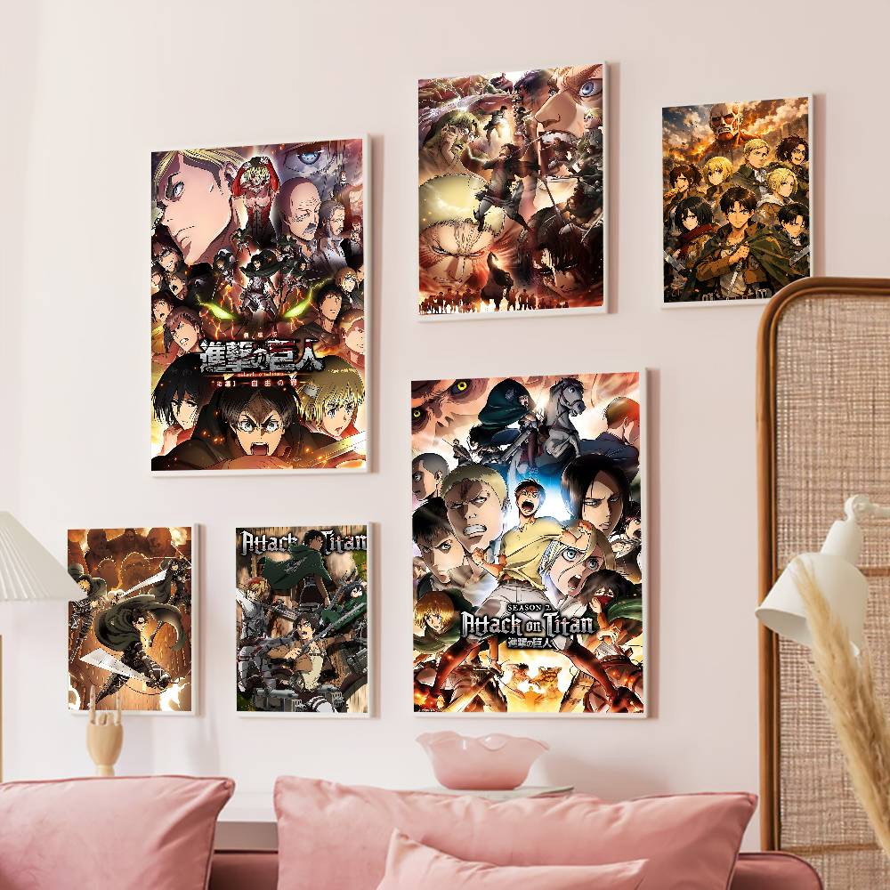 Retro Gaming Bar - A-Attack On T-Titan ゲーム映画粘着ポスターレトロクラフト紙ステッカー DIY ルームバーカフェ美的アート壁画