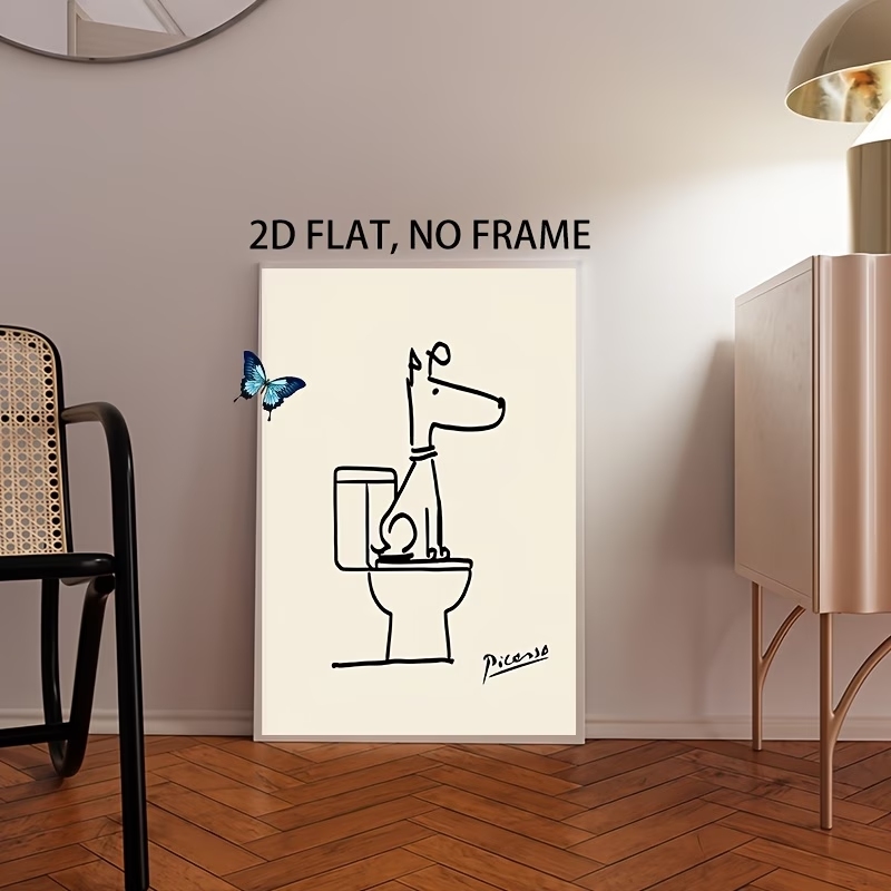 モダン、レトロな楽しい犬のトイレピカソラインウォールアートプ - Retro Gaming Pictures のレビューと価格