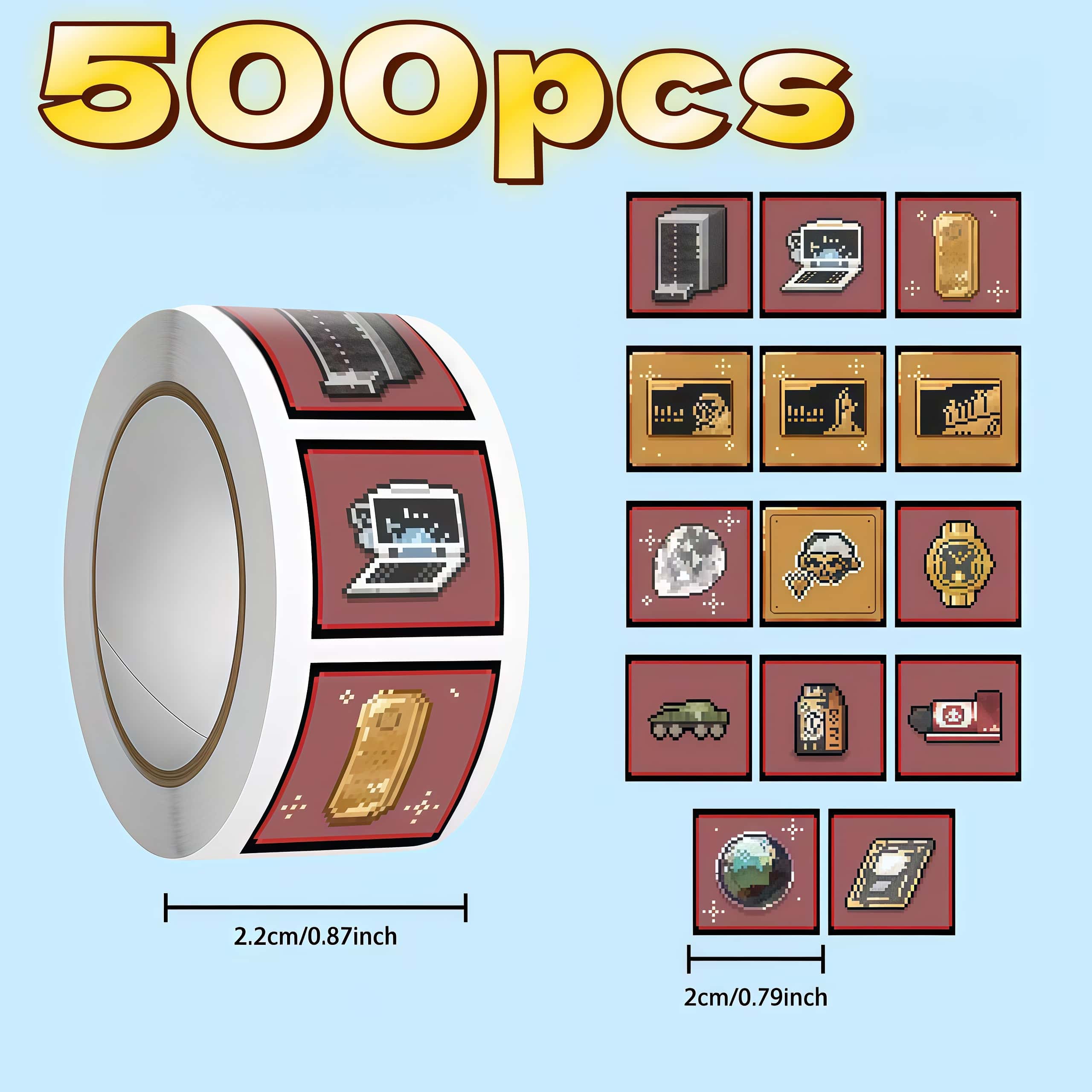 500枚入り デルタゲームピクセルステッカーロール、レトロピ - Retro Gaming Bar のレビューと価格